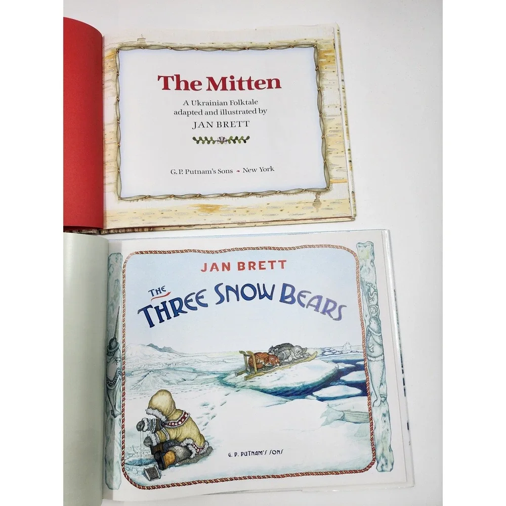 Jan Brett Hardcover BookLot The Mitten The Three Snow Bears Winter Childrens Art